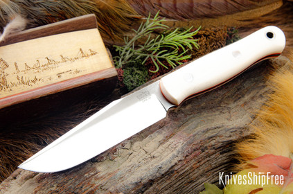 Bark River Knives: Ultralite Field Knife - CPM 3V - White Linen Micarta - Orange Liners