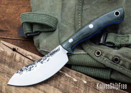 Lon Humphrey Knives: Blacktail Nessmuk - Forged 52100 - Storm Maple - Blue Liners - LH24AI064