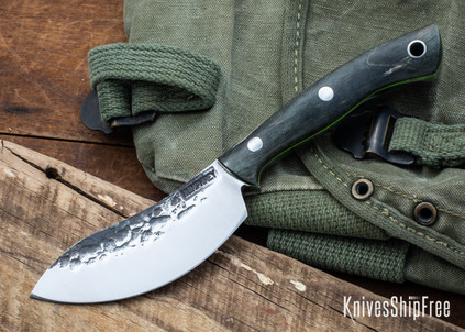 Lon Humphrey Knives: Blacktail Nessmuk - Forged 52100 - Storm Maple - Green Liners - LH24AI075