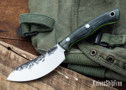 Lon Humphrey Knives: Blacktail Nessmuk - Forged 52100 - Storm Maple - Green Liners - LH24AI077