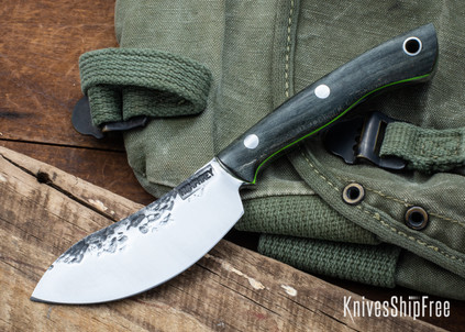 Lon Humphrey Knives: Blacktail Nessmuk - Forged 52100 - Storm Maple - Green Liners - LH24AI082