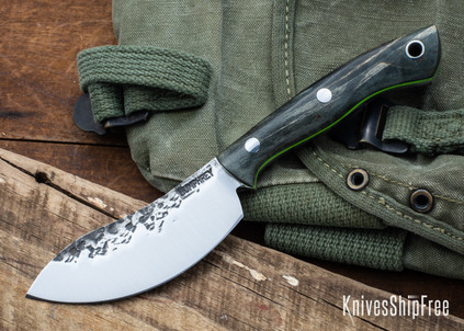 Lon Humphrey Knives: Blacktail Nessmuk - Forged 52100 - Storm Maple - Green Liners - LH24AI088