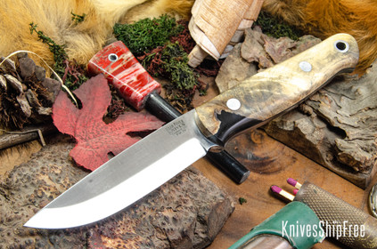 Bark River Knives: Bushcrafter II - CPM 3V - California Buckeye Burl - Black Liners #1