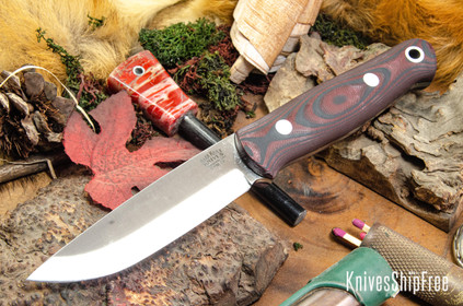 Bark River Knives: Bushcrafter II - CPM 3V - Red & Black Suretouch - Matte - Black Liners - Thick Handle