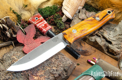 Bark River Knives: Bushcrafter II - CPM 3V - Desert Ironwood - Blue Liners - Mosaic Pins #2