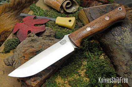 Bark River Knives: Bravo 1.25 LT - CPM 3V - American Walnut - White Liners - Mosaic Pins