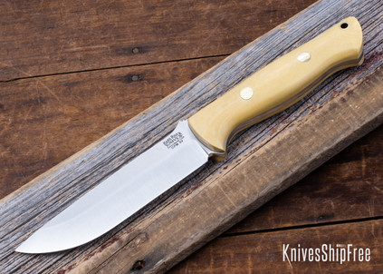 Bark River Knives: Bravo 1.25 LT - CPM 3V - Antique Ivory Micarta - Brass Pins