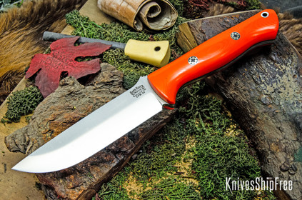 Bark River Knives: Bravo 1.25 LT - CPM 3V - Blaze Orange G-10 - Black Liners - Mosaic Pins