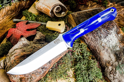 Bark River Knives: Bravo 1.25 LT - CPM 3V - Blue Cyclone Mesh