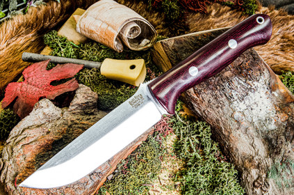 Bark River Knives: Bravo 1.25 LT - CPM 3V - Burgundy Canvas Micarta