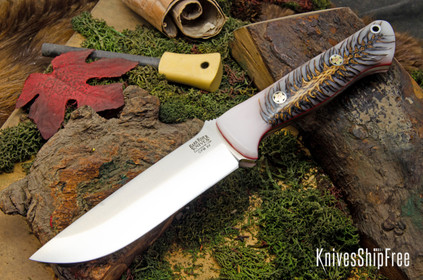 Bark River Knives: Bushcrafter - CPM 3V - Black & White Pinecone