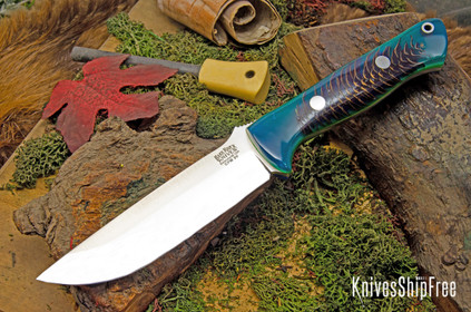 Bark River Knives: Bravo 1.25 LT - CPM 3V - Blue Pinecone - Toxic Liner #1