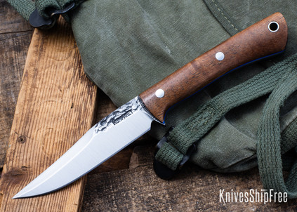 Lon Humphrey Knives: Minuteman - Forged 52100 - Tasmanian Blackwood - Blue Liners - LH28DI080