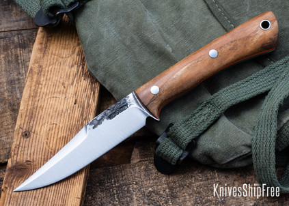 Lon Humphrey Knives: Minuteman - Forged 52100 - Willow Burl - Orange Liners - LH28DI103