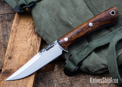 Lon Humphrey Knives: Minuteman - Forged 52100 - Desert Ironwood - Blue Liners - LH28DI171
