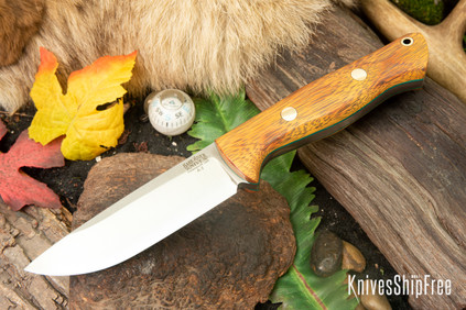 Bark River Knives: Bravo 1 - Rampless - Osage Orange - Green Liners - Brass Pins #2