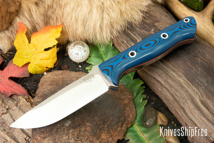 Bark River Knives: Bravo 1 - Blue & Black G-10 - Orange Liners - Hollow Pins