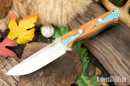 Bark River Knives: Bravo 1 - Blue Texas Fencepost - White Liners