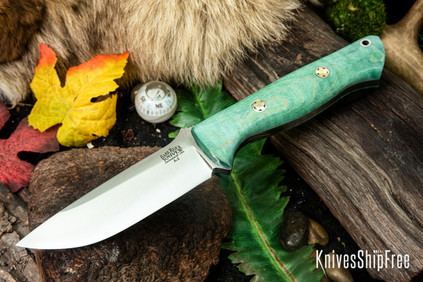 Bark River Knives: Bravo 1 - Mint Tigertail Maple Burl - Mosaic Pins #1