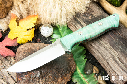 Bark River Knives: Bravo 1 - Rampless - Teal Maple Burl - Mosaic