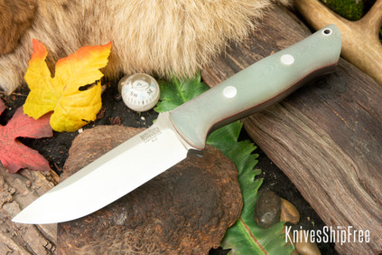Bark River Knives: Bravo 1 - Ghost Green Jade G-10 - Red Liners