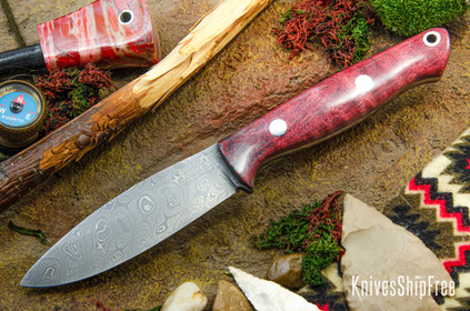 Bark River Knives: UP EDC - Cherry & Teal Tigertail Maple Burl - Virus Damascus