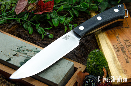 Bark River Knives: Fox River II LT - CPM 3V - Black Canvas Micarta - Matte