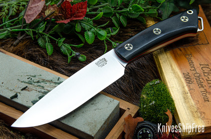 Bark River Knives: Fox River II LT - CPM 3V - Black Canvas Micarta - Red Liners - Mosaic Pins