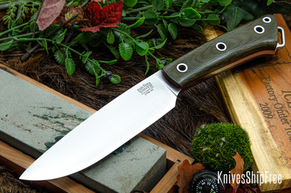 Bark River Knives: Fox River II LT - CPM 3V - Green Canvas Micarta - Cherry Red Liners - Hollow Pins