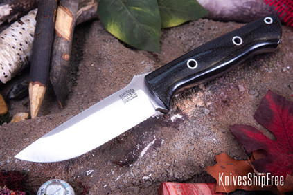 Bark River Knives: Bravo 1 - CPM CruWear - Black Burlap Micarta - Purple Liner - Hollow Pins