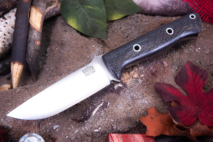 Bark River Knives: Bravo 1 - CPM CruWear - Black Carbon Fiber - Red Liners - Hollow Pins - Full Height Grind