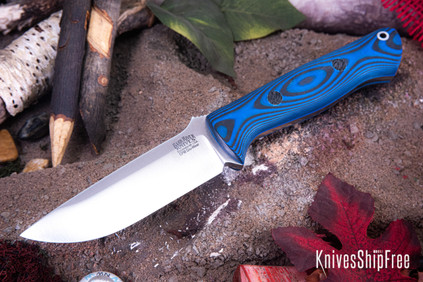 Bark River Knives: Bravo 1 - CPM CruWear - Blue & Black Suretouch - Matte - Blue Liners - Black Pins