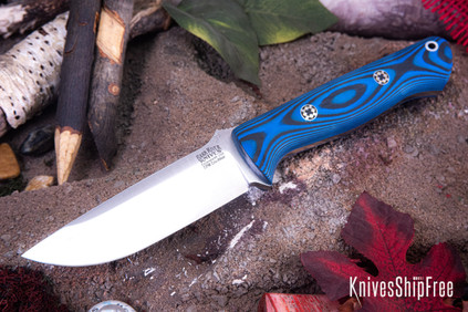 Bark River Knives: Bravo 1 - CPM CruWear - Blue & Black Suretouch - Matte - Mosaic Pins