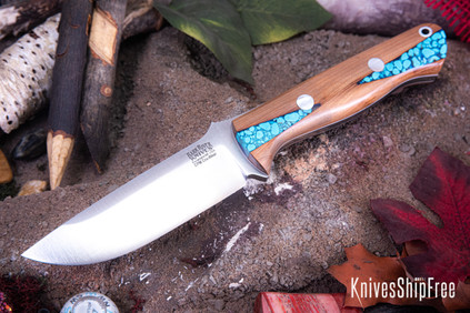 Bark River Knives: Bravo 1 - CPM CruWear - Blue Texas Fencepost - White Liners