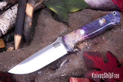 Bark River Knives: Bravo 1 - CPM CruWear - Purple & Cream Maple Burl