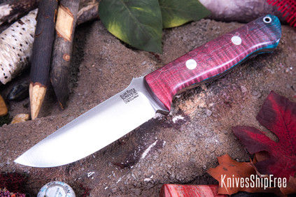 Bark River Knives: Bravo 1 - CPM CruWear - Rose & Teal Tigertail Maple Burl