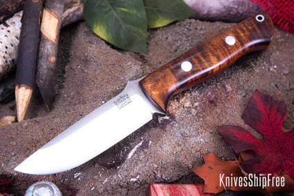 Bark River Knives: Bravo 1 - CPM CruWear - Dark Curly Maple - Red Liners #1