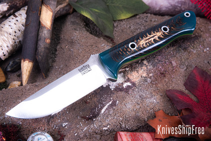 Bark River Knives: Bravo 1 - CPM CruWear - Emerald Pinecone - Toxic Green Liners - Hollow Pins