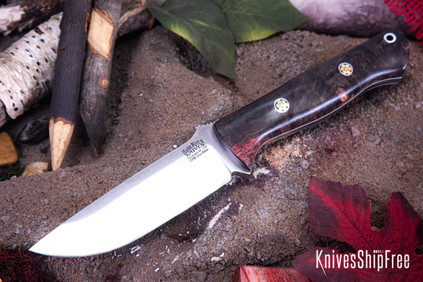 Bark River Knives: Bravo 1 - CPM CruWear - Hellfire Maple Burl - White Liners - Mosaic Pins