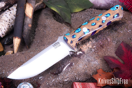 Bark River Knives: Bravo 1 - CPM CruWear - Purple Cholla Cactus with Turquoise #1