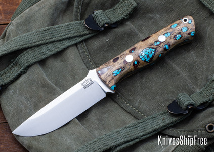 Bark River Knives: Bravo 1 - CPM CruWear - Red Cholla Cactus with Turquoise #2
