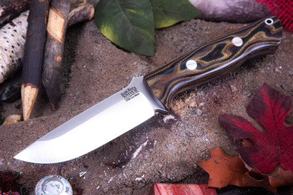 Bark River Knives: Bravo 1 - CPM CruWear - Snakeskin Burgundy Canvas Micarta - Black Liners