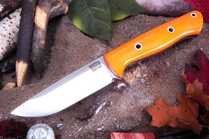 Bark River Knives: Bravo 1 - CPM CruWear - Rampless - Blaze Orange G-10 - Blue Liners - Hollow Pins