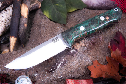 Bark River Knives: Bravo 1 - CPM CruWear - Rampless - Emeral Green Maple Burl