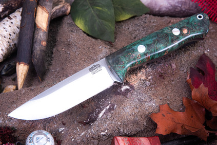 Bark River Knives: Bravo 1 - CPM CruWear - Rampless - Emeral Green Maple Burl