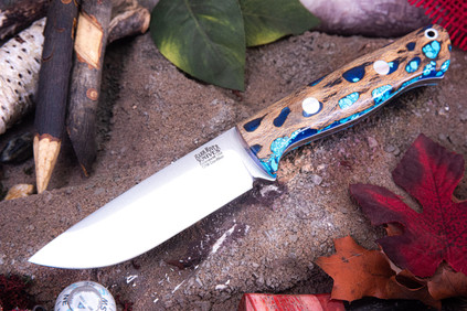 Bark River Knives: Bravo 1 - CPM CruWear - Rampless - Cholla Cactus with Turquoise - White Liners #3