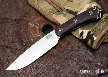 Bark River Knives: Fox River II LT - CPM 3V - Red & Black Suretouch - Matte - Mosaic Pins