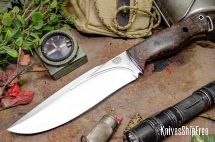 Bark River Knives: Bravo Strike Force II - CPM 3V - Hellfire Maple Burl - Black Liners & Pins