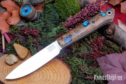 Bark River Knives: Little Creek II - CPM MagnaCut - Blue Cholla Cactus - GITD Liner - Black Pins