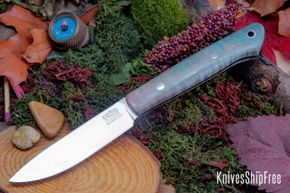 Bark River Knives: Little Creek II - CPM MagnaCut - Lite Blue Tigertail Maple Burl